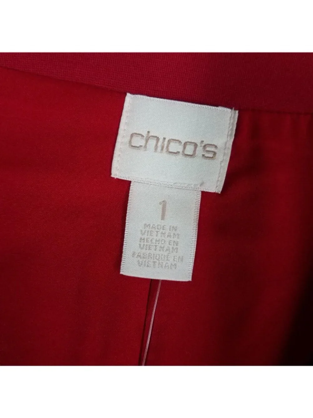 NEW Chico's Cape Jacket Women's 1/ Medium Ponte Red Zip Up Office Career Stretch
